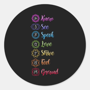 Sticker Rond Sept Chakra Om Yoga