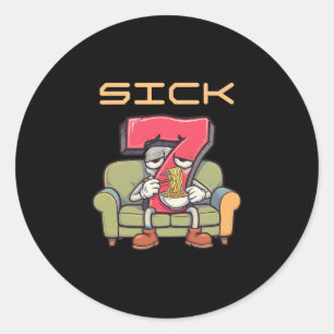 Sticker Rond Sept Malade 67 Mème Six Sept 1 