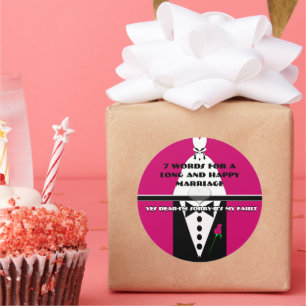 Sticker Rond Sept mots pour un mariage long et heureux