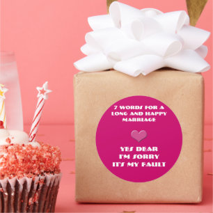 Sticker Rond Sept mots pour un mariage long et heureux