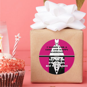 Sticker Rond Sept mots pour un mariage long et heureux
