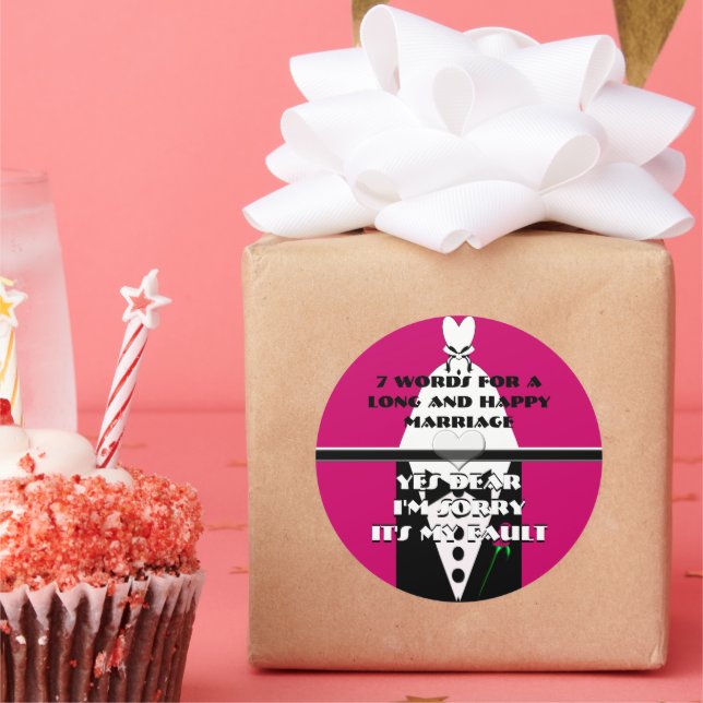 Sticker Rond Sept mots pour un mariage long et heureux (Fête)