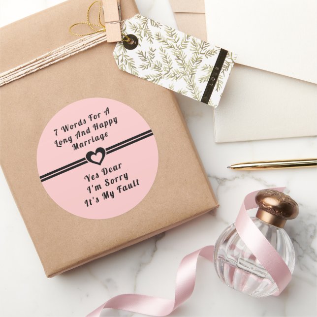Sticker Rond Sept mots pour un mariage long et heureux (Cadeaux)