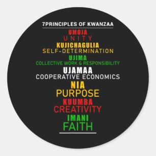 Sticker Rond Sept Principes De Kwanzaa Christmas Afro-america