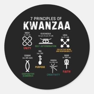 Sticker Rond Sept Principes De Kwanzaa Happy Kwanzaa 1