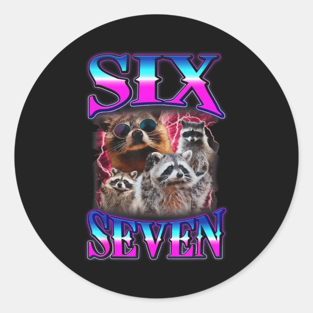 Sticker Rond Sept Racoon Bootleg 67 67 Six Monde (Devant)