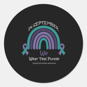 Sticker Rond Septembre Nous Portons Suicide Arc-En-Ciel Turquoi
