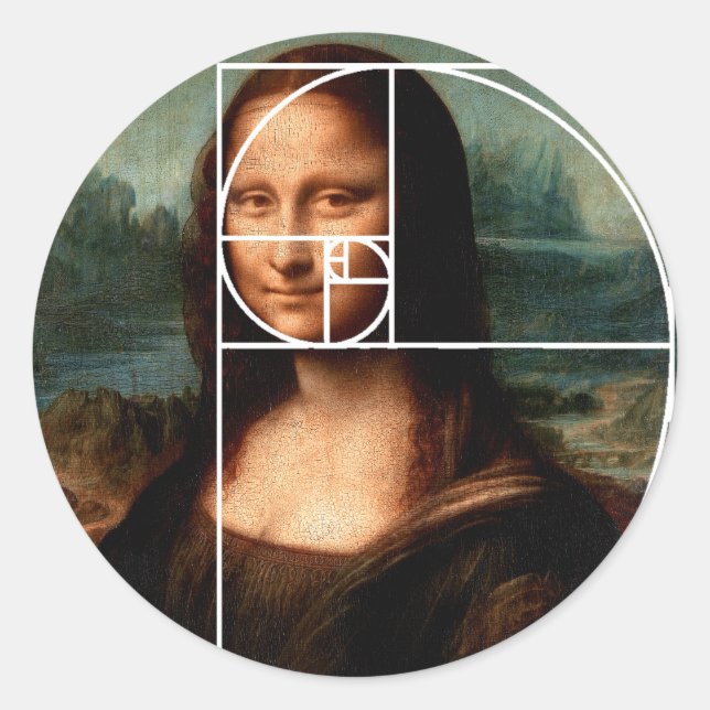 Sticker Rond Séquence Leonardo da Vinci Mona Lisa Fibonacci (Devant)