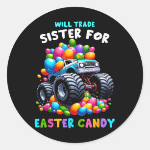 Sticker Rond Sera La Soeur Pour Les Bonbons De Pâques I Drôle O