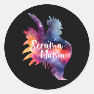 Sticker Rond Serama Américaine Maman Poulet de Show Poule Coq M