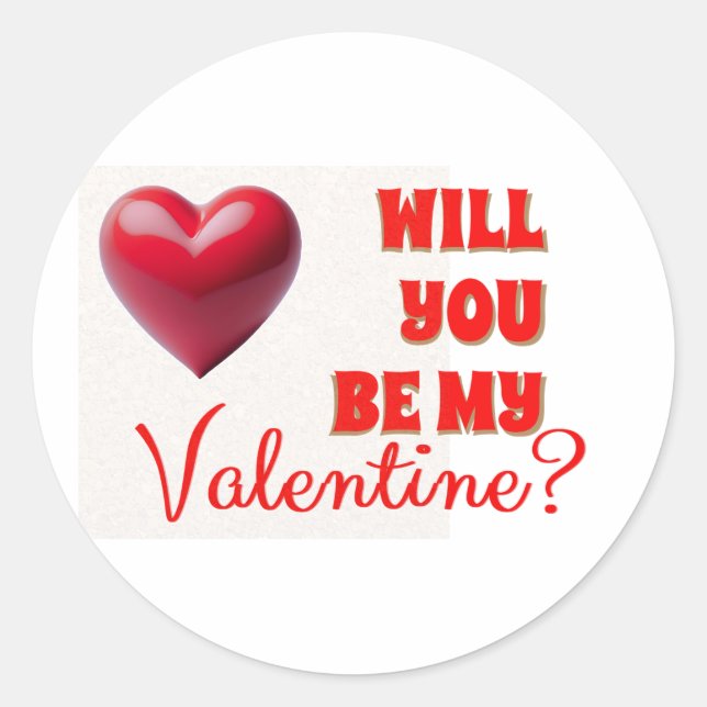 Sticker Rond Seras-Tu Ma Valentine ? (Devant)
