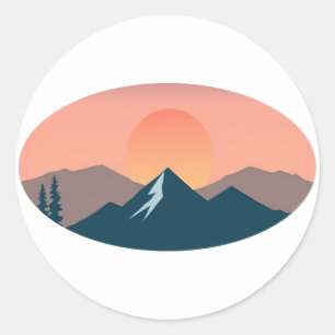 Sticker Rond Serene Mountain Sunset