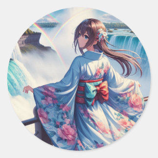 Sticker Rond Sérénité aux chutes