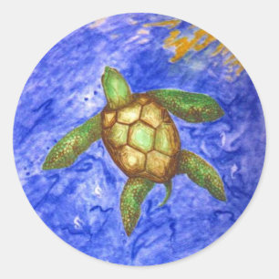 Sticker Rond Serenity Turtle