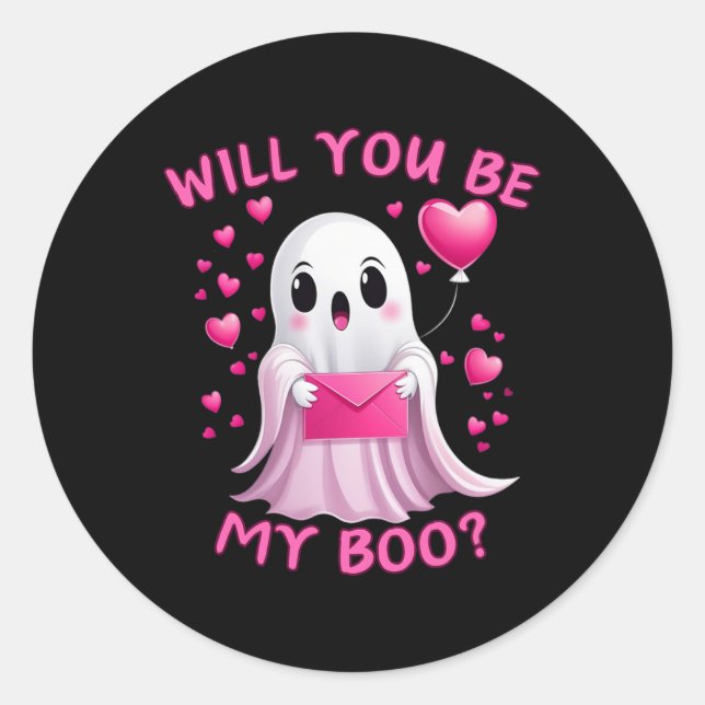 Sticker Rond Serez-Vous Mon Beau Fantôme Valentine (Devant)