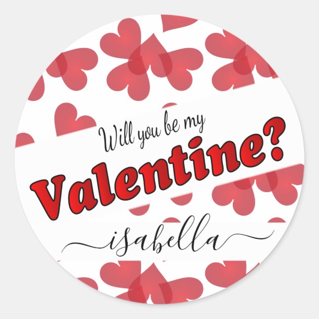 Sticker Rond Serez-vous mon Valentin ?  | Personnaliser (Devant)