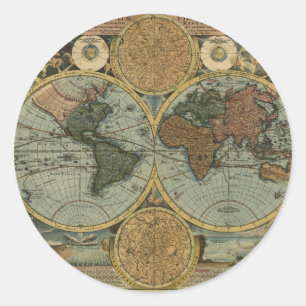 Sticker Rond Série de cartes antiques