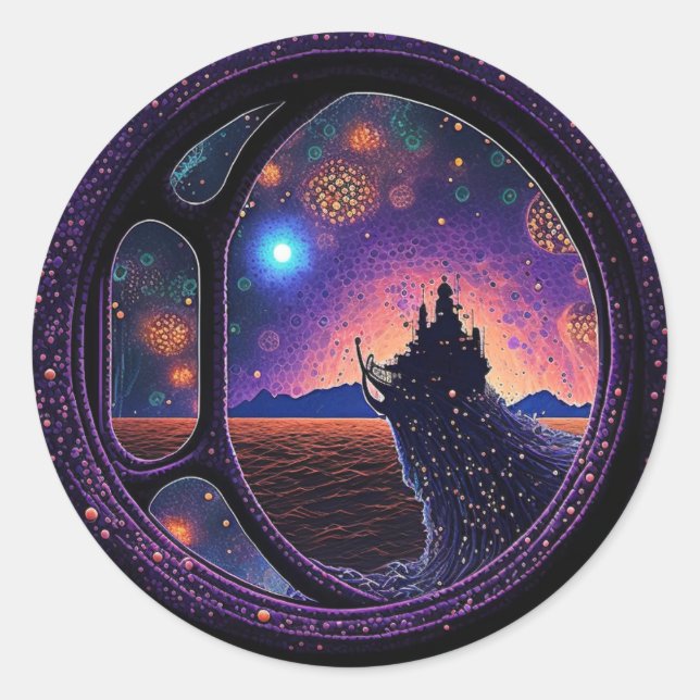 Sticker Rond Série de hublots Monsters Midchemin (Devant)