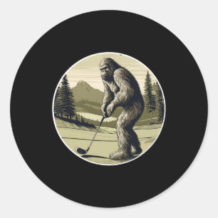 Sticker Rond Sérieux Bigfoot Sasquatch Golf Player W Club Green