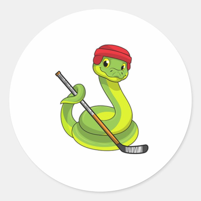 Sticker Rond Serpent au hockey sur glace avec bâton de hockey s (Devant)