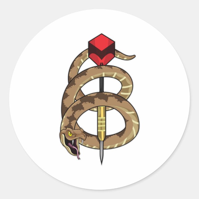 Sticker Rond Serpent aux fléchettes avec tarte (Devant)