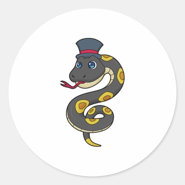 Sticker Rond Serpent avec Casquette (Devant)