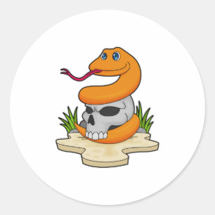 Sticker Rond Serpent avec crâne