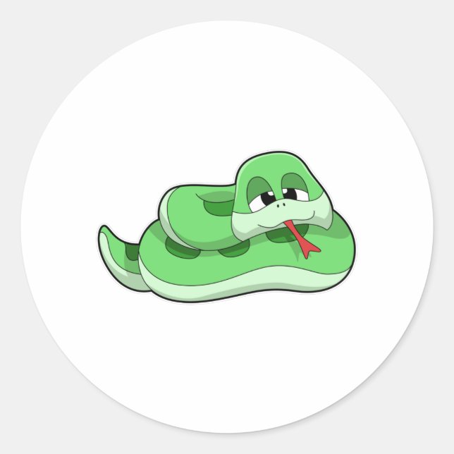 Sticker Rond Serpent avec des rideaux verts (Devant)