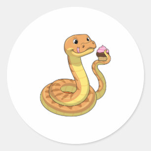 Sticker Rond Serpent avec muffin