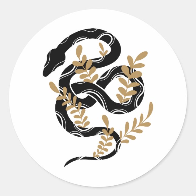 Sticker Rond Serpent avec plante (Devant)
