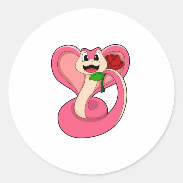 Sticker Rond Serpent avec Rose (Devant)