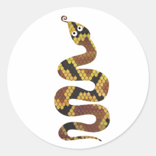 Sticker Rond Serpent Brown et Silhouette Or