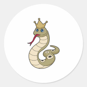 Sticker Rond Serpent comme roi avec Couronne