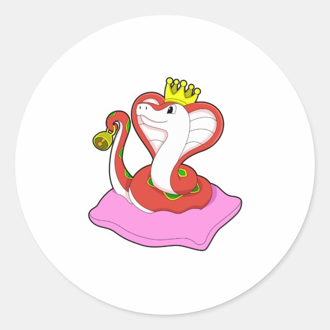 Sticker Rond Serpent comme roi avec Couronne (Devant)