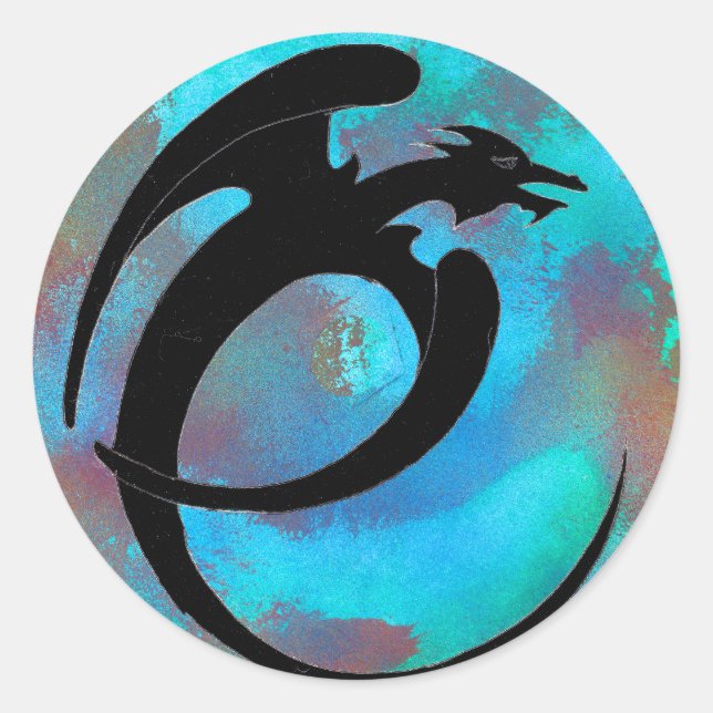Sticker Rond Serpent de lune ailée (Devant)