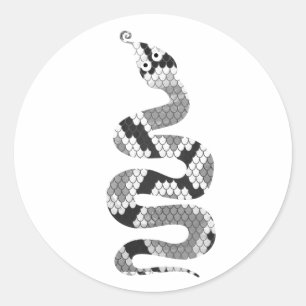 Sticker Rond Serpent gris et silhouette gris clair