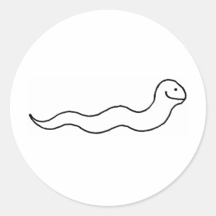 Sticker Rond Serpent ou ver - Symbole de dessin de la ligne amu