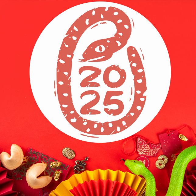 Sticker Rond Serpent rouge peint à la main 2025 (Créateur téléchargé)