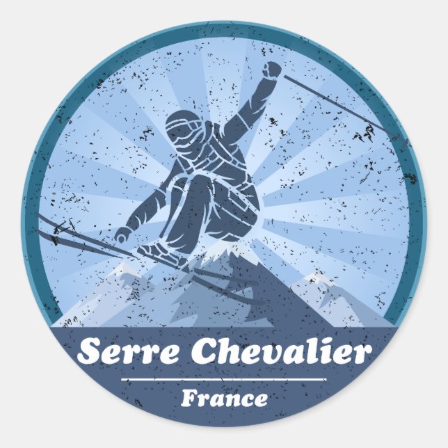 Sticker Rond Serre Chevalier Station de ski - Skieur (Devant)