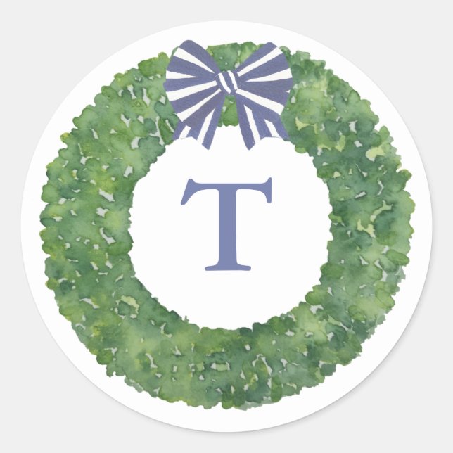 Sticker Rond Serre de monogramme préppante avec joint d'envelop (Devant)