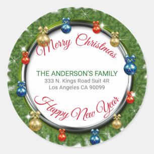 Sticker Rond Serre De Noël Et Balle De Noël