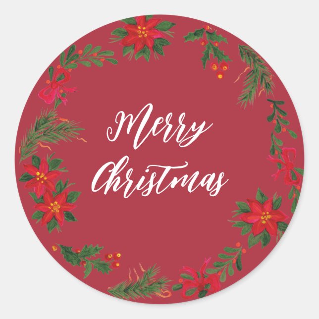 Sticker Rond Serre de Noël personnalisée Joyeux Noël (Devant)