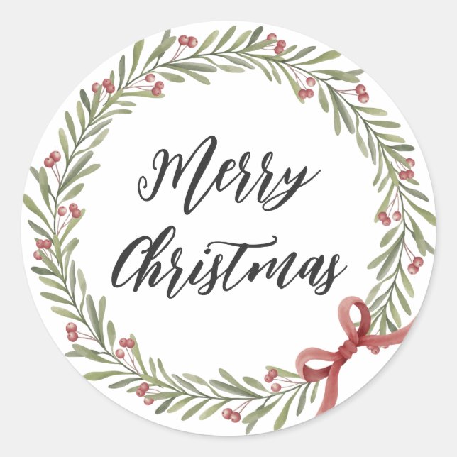 Sticker Rond Serre de Noël personnalisée Joyeux Noël Cla (Devant)