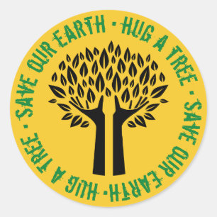 Sticker Rond Serrer un arbre sauver notre terre
