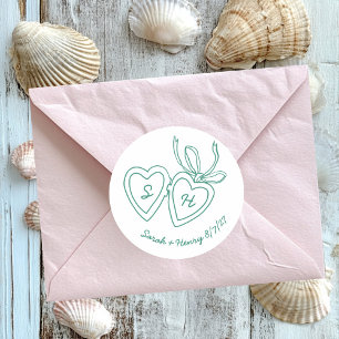 Sticker Rond Serrure de coeur Whimsical Doodle Croquis moderne 