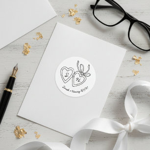 Sticker Rond Serrure de coeur Whimsical Doodle Croquis moderne 