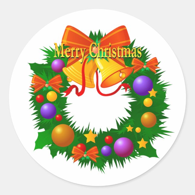 Sticker Rond Serrure de Noël avec cloches et ornements (Devant)