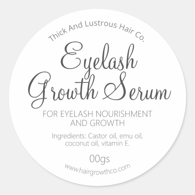 Sticker Rond Sérum Eyelash Eyebrose Ou Croissance Des Cheveux (Devant)