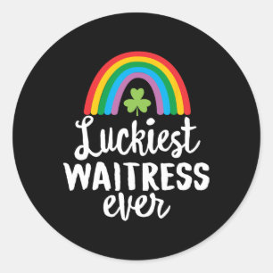 Sticker Rond Serveuse la plus chanceuse Saint Patrick Shamrocks