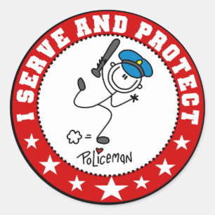 Sticker Rond Servez et protégez le policier